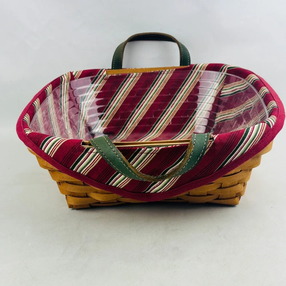 Longaberger 2005 Christmas Collection Silver Bells Basket Stripe Liner Protector